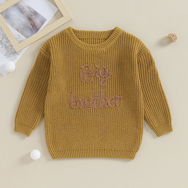 Toddler Boys Cotton Embroidered Letter Sweater, Long Sleeve Loose Pullover 12M-5Y