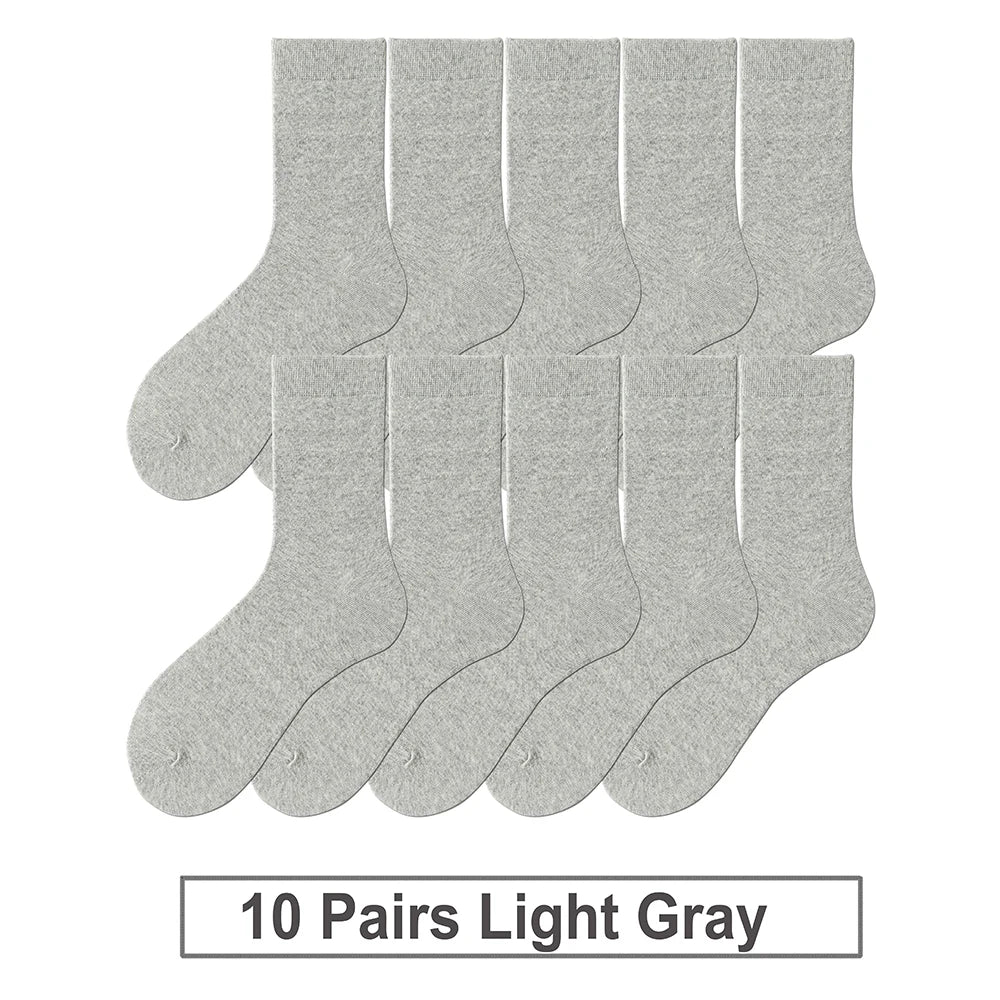 10-Pack Men's Cotton Dress Socks, Soft Breathable Business Crew Socks, US Size 6-10