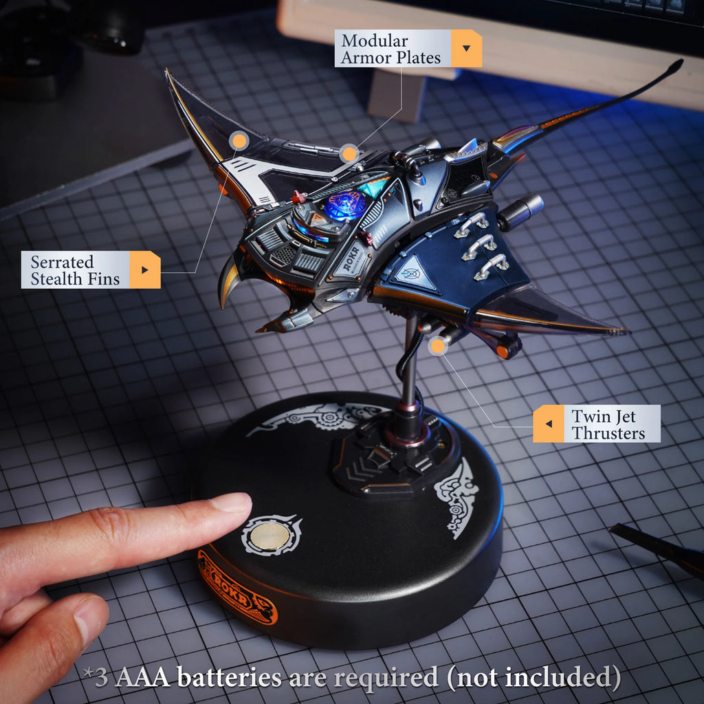 ROKR Mechanical Manta Ray 3D Metal Puzzle - Dynamic Bionic Model, Adult Assembly Model MI06