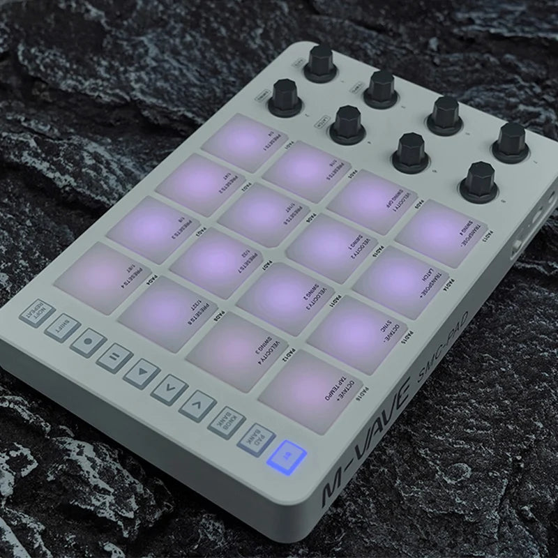 Wireless MIDI Controller, M-VAVE Portable MIDI Pad with 16 Drum Pads and 8 Knobs; USB-Powered, Rechargeable 2000mAh Lithium Battery, Programmable Keyboard for Music creation