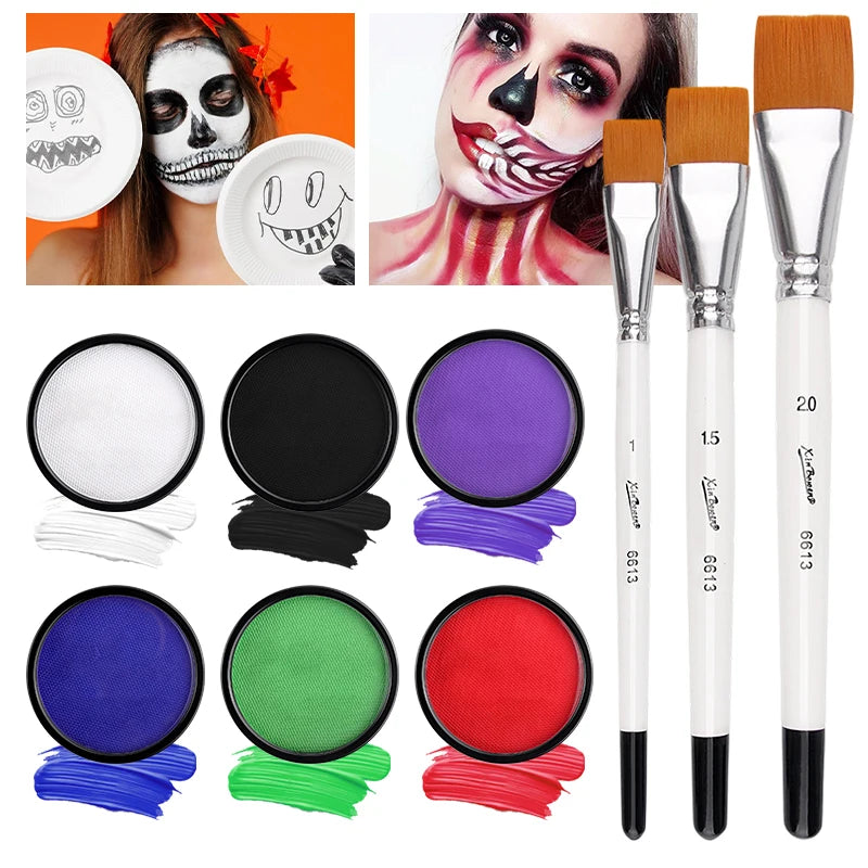 30g Face Body Painting Palette,Non-Toxic & Safe Monochromatic Water Based Face & Body PaintMakeup for Cosplay,Halloween Festival