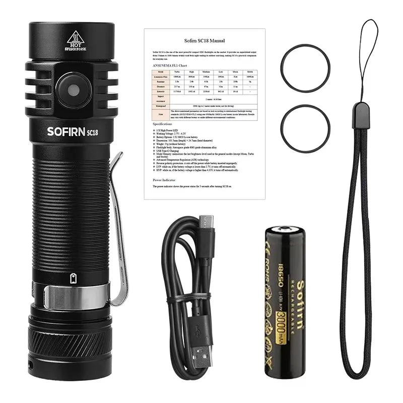 Sofirn SC18 1800lm Rechargeable EDC Flashlight
