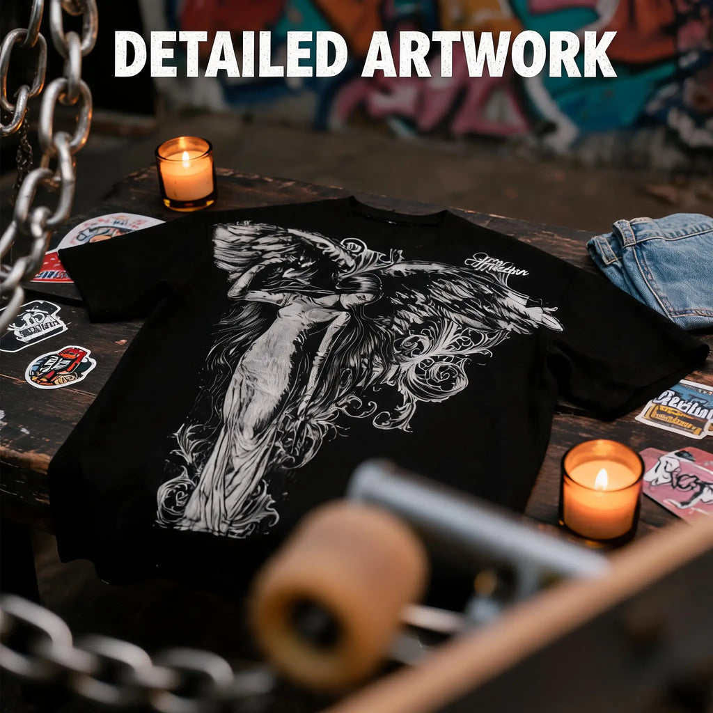 Y2K Gothic Print Oversized T-Shirt