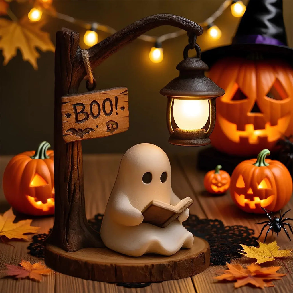 Halloween Witch and Ghost 3D Resin Lantern Decoration