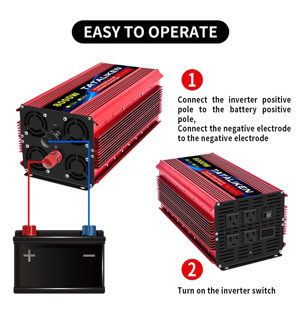 Pure Sine Wave Inverter 3500W/4000W/4500W/5000W inverter  12v converter 60HZ Portable camping car available US socket