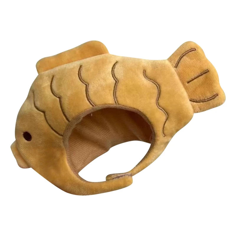 Cartoon Cat Hat Cute Fish Shape Pet Cat Costume Breathable Headdress Hat For Cat Pet Cat Headgear Pet Plush Fun Hat Toy For Cat