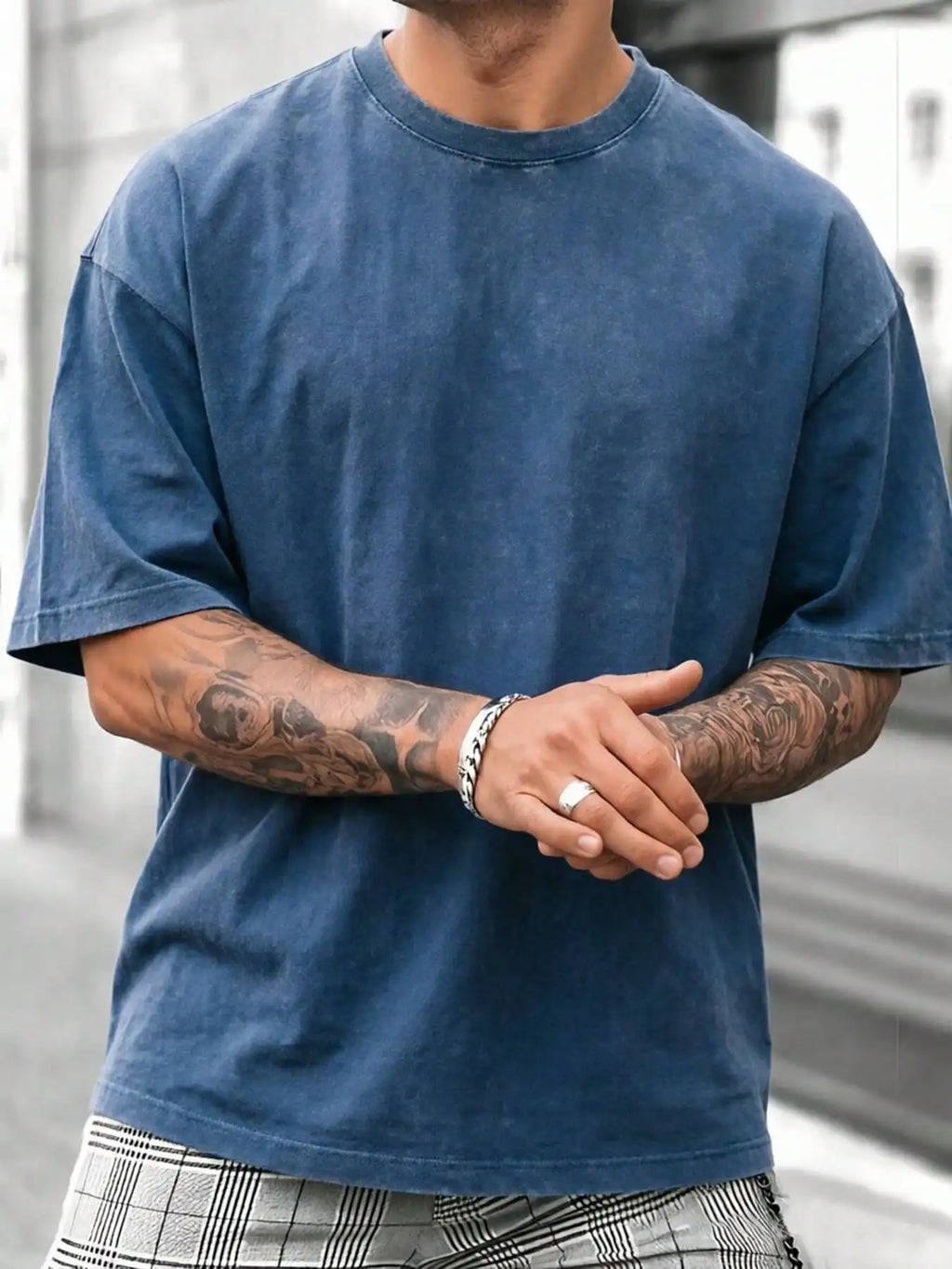 Washed Cotton Oversized Crew Neck T-Shirt