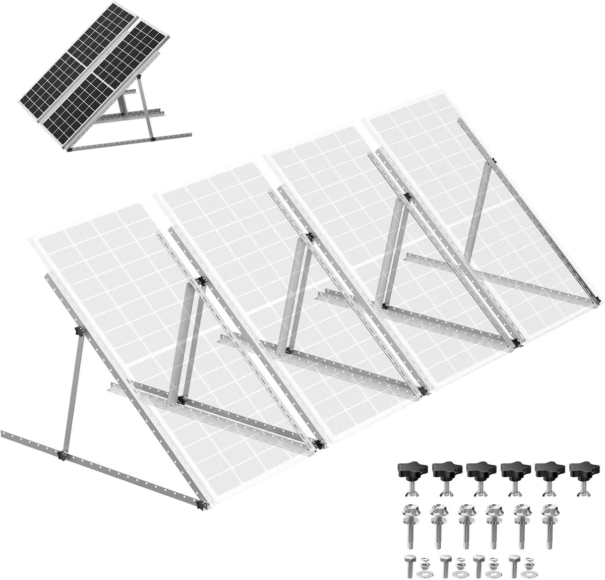 47/45 Inch Upgraded Adjustable Solar Panel Tilt Mount Bracket Foldable Tilt Legs Stand Supports 100‑500W Solar Panels 1/2/4 Pack for Roof RV Boat