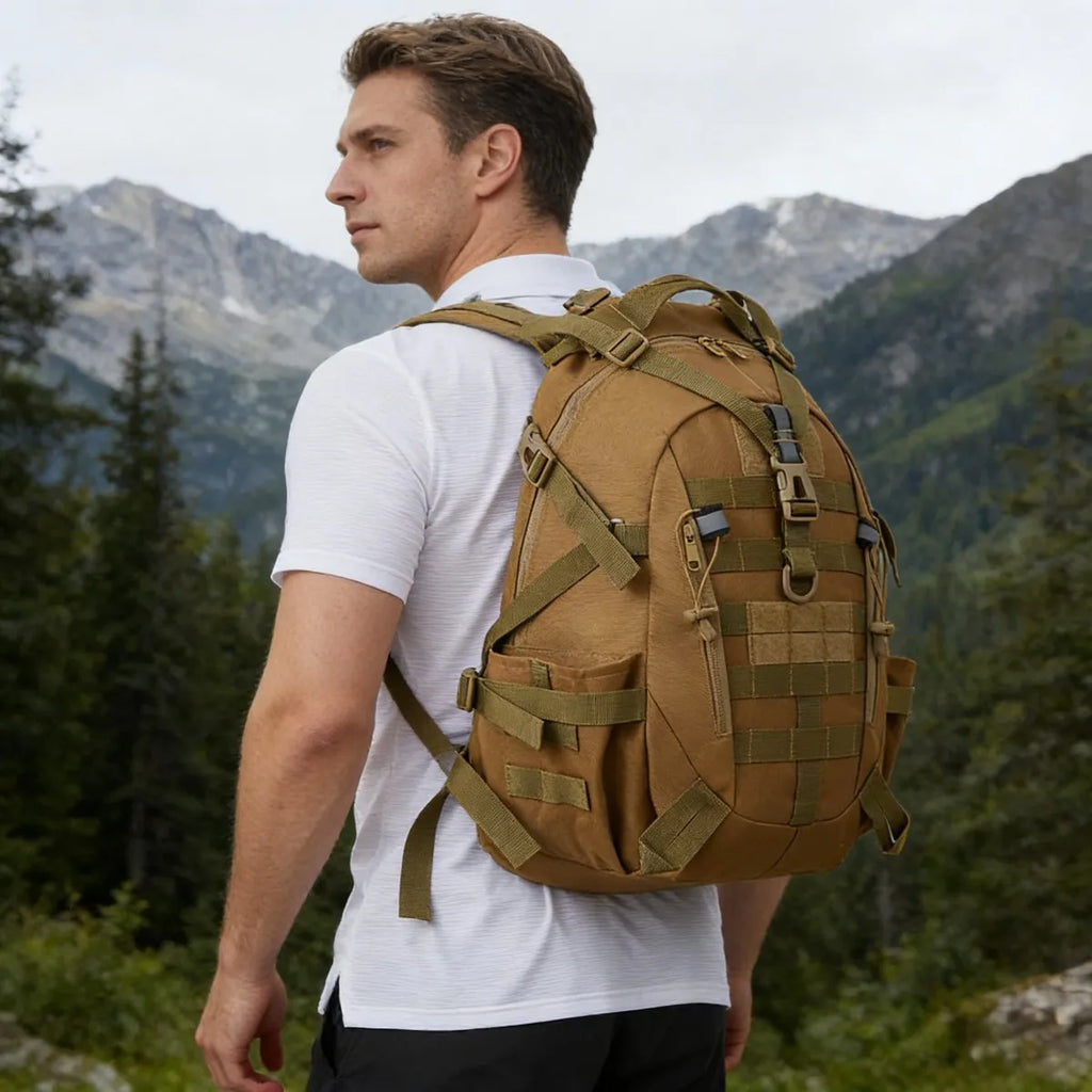 35L Men's Outdoor Hiking Backpack with MOLLE System, Reflective Strip and Dual Cup Holders