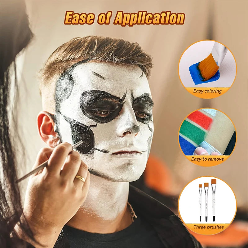 30g Face Body Painting Palette,Non-Toxic & Safe Monochromatic Water Based Face & Body PaintMakeup for Cosplay,Halloween Festival
