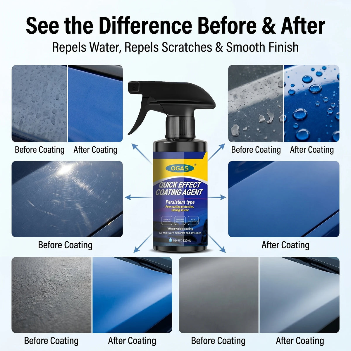 120ml Nano Car Paint Coating Agent Dual Mode Spray Waterless Wash Gloss Enhancer UV Protection Scratch Resistant Auto Surface Care Polish
