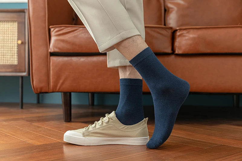 10-Pack Men's Cotton Dress Socks, Soft Breathable Business Crew Socks, US Size 6-10
