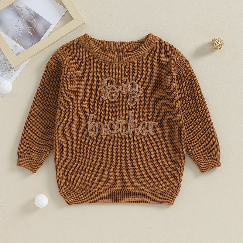 Toddler Boys Cotton Embroidered Letter Sweater, Long Sleeve Loose Pullover 12M-5Y