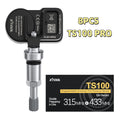 XTOOL TS100 PRO 4PCS Upgraded TPMS Sensor 315Mhz/433MHz Tire Pressure Monitoring Tester Programmed by XTOOL TP150/IP819TP