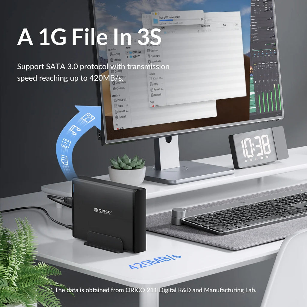 ORICO 3.5 inch Hard Drive Enclosure, USB-C and USB 3.0 SATA External HDD Case