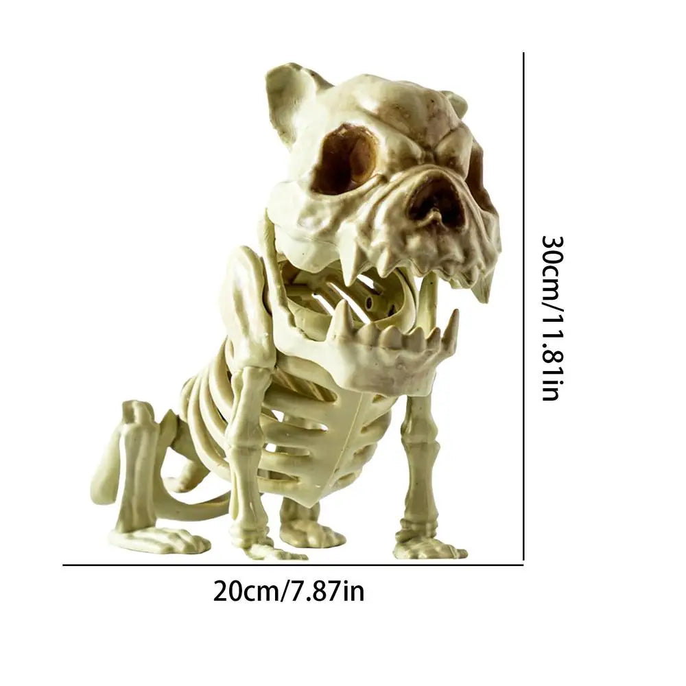 Halloween Skeleton Hound Statue, Spooky Animal Skeleton Decor
