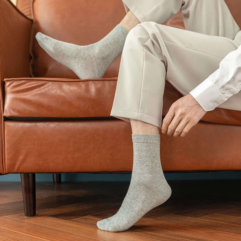 10-Pack Men's Cotton Dress Socks, Soft Breathable Business Crew Socks, US Size 6-10