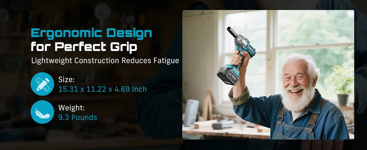 SEESII WH710 Pro 1200N.m Electric Impact Wrench Brushless 1/2" High Torque Handheld Cordless Impact Gun Tool Kit LED Light 6 Socket