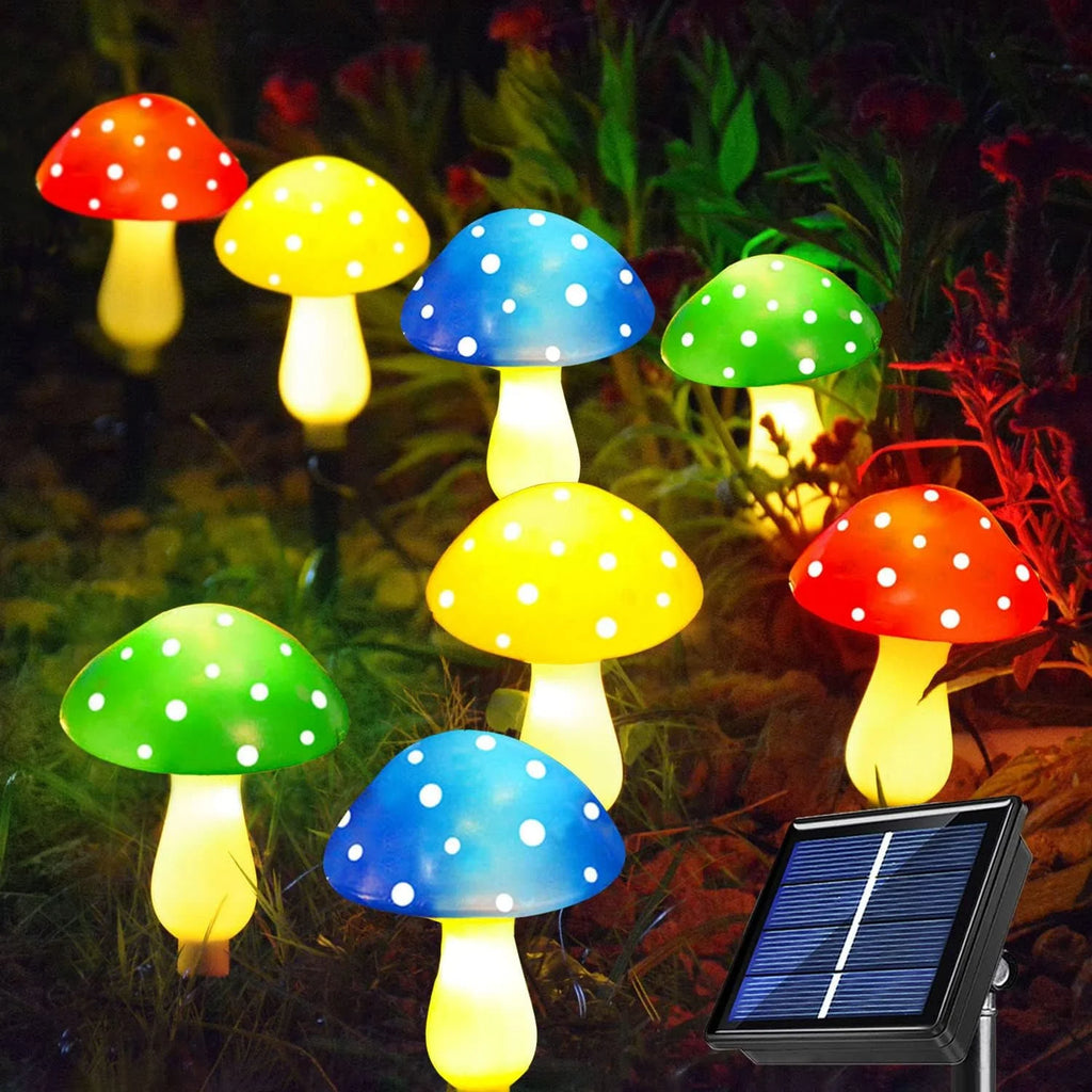 Solar Mushroom Garden Stake Lights, 8 Pack