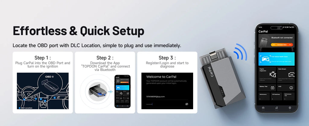 TOPDON OBD2 Bluetooth Scanner Code Reader All System 6 Reset OBD 2 Auto Diagnostic Tool OBD2 Scanner Battery Tester Carpal