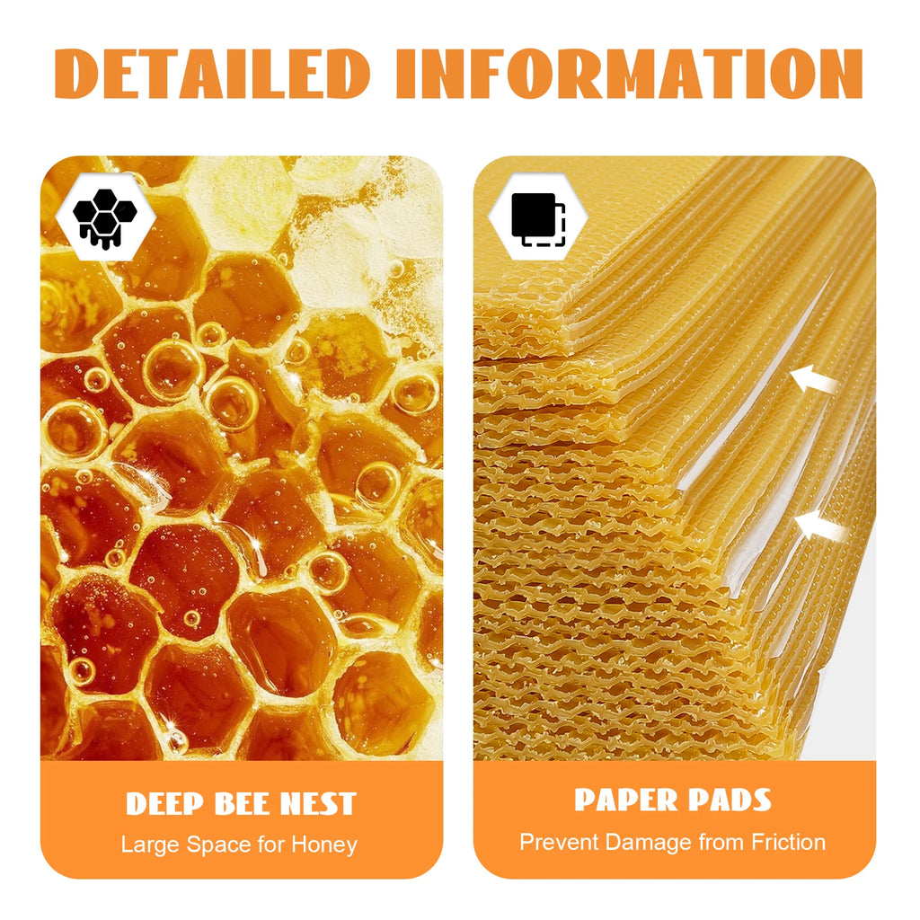 30-Pack Beeswax Foundation Sheets Natural Beeswax Hive Foundations Beekeeper's Starter Kit 7.68x16.34" Beekeeping Sheets for Increased Honey Production