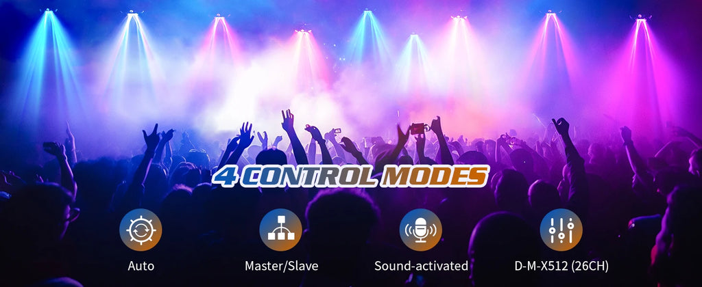 150W 6-Arm RGBW Beam Moving Head Light with Strip Effect Stage Light DMX512 Honeycomb Beam Strobe Effect for DJ Party