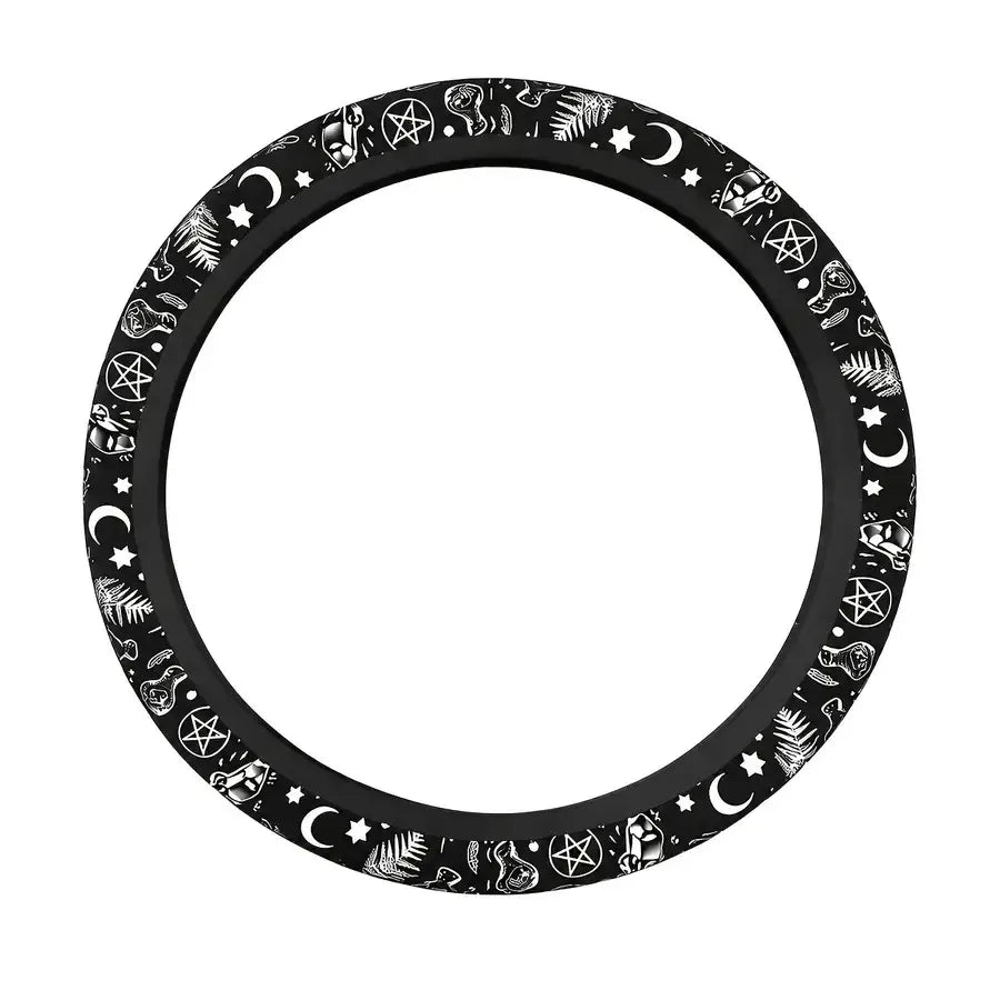 Halloween Skull and Moon Car Steering Wheel Cover, 15"