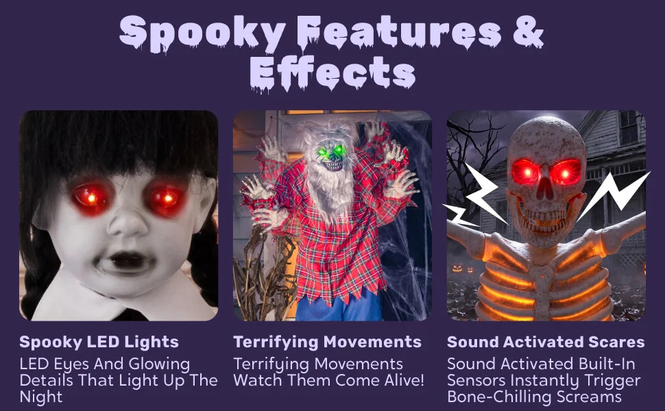 Halloween 49 in Animated Ghost, Sound Activated with Glowing Lights
