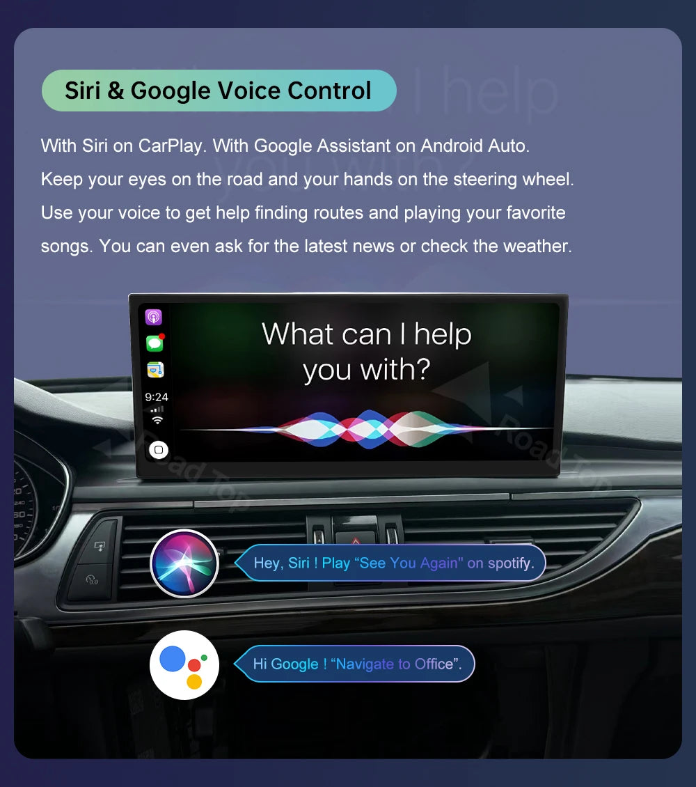 Road Top 12.3" Wireless CarPlay & Android Auto Car Screen