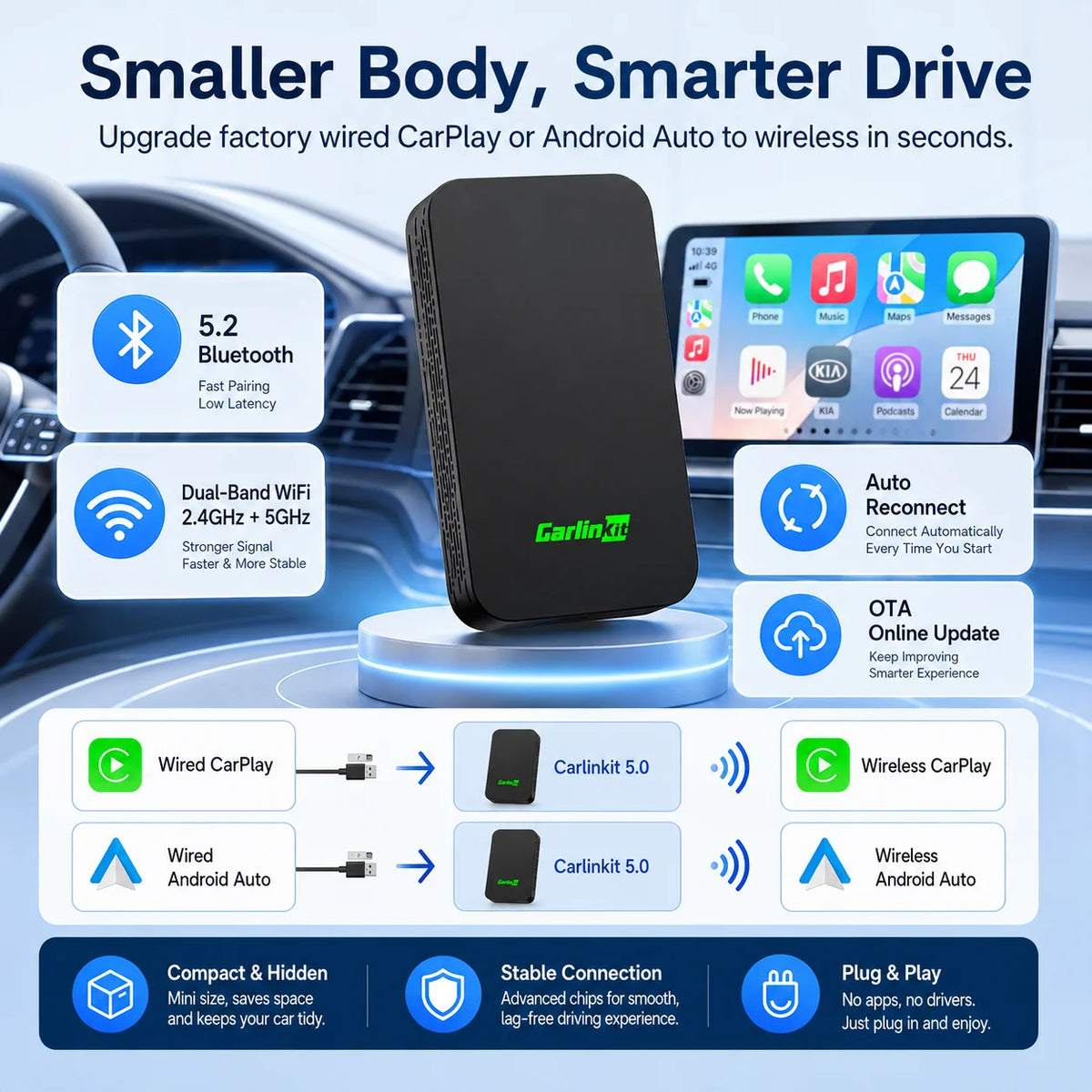 Carlinkit 5.0 Wireless CarPlay & Android Auto Adapter