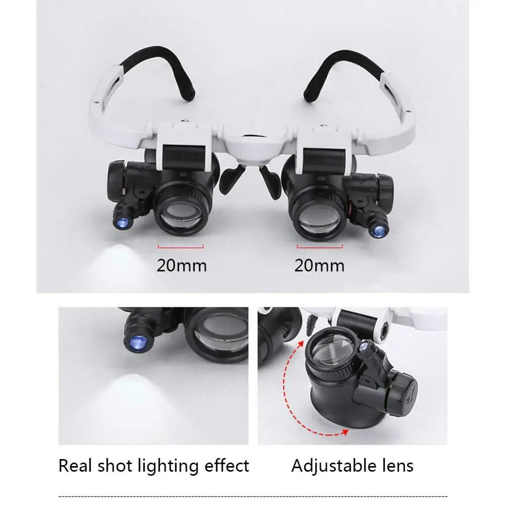 LED Head Magnifier Glasses, 8X–23X