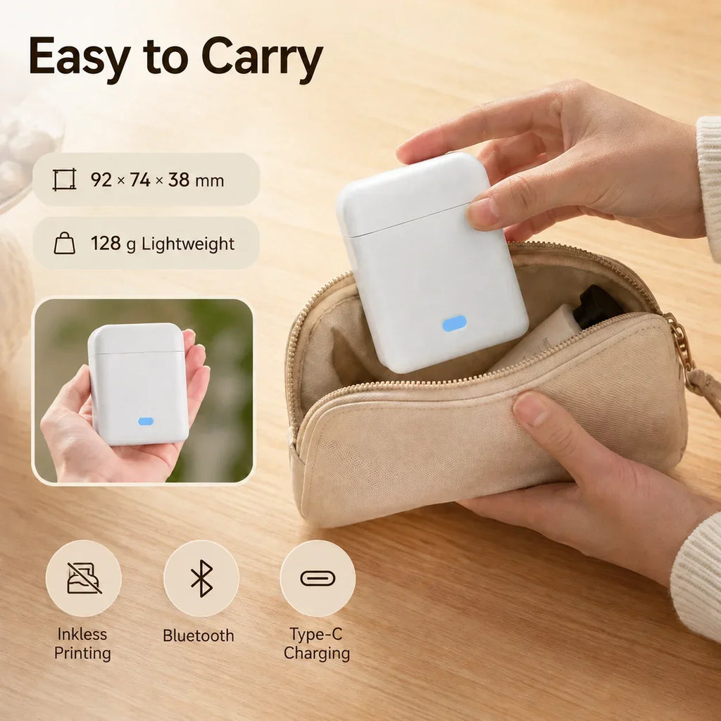 Mini Wireless Thermal Label Printer, Ink-Free