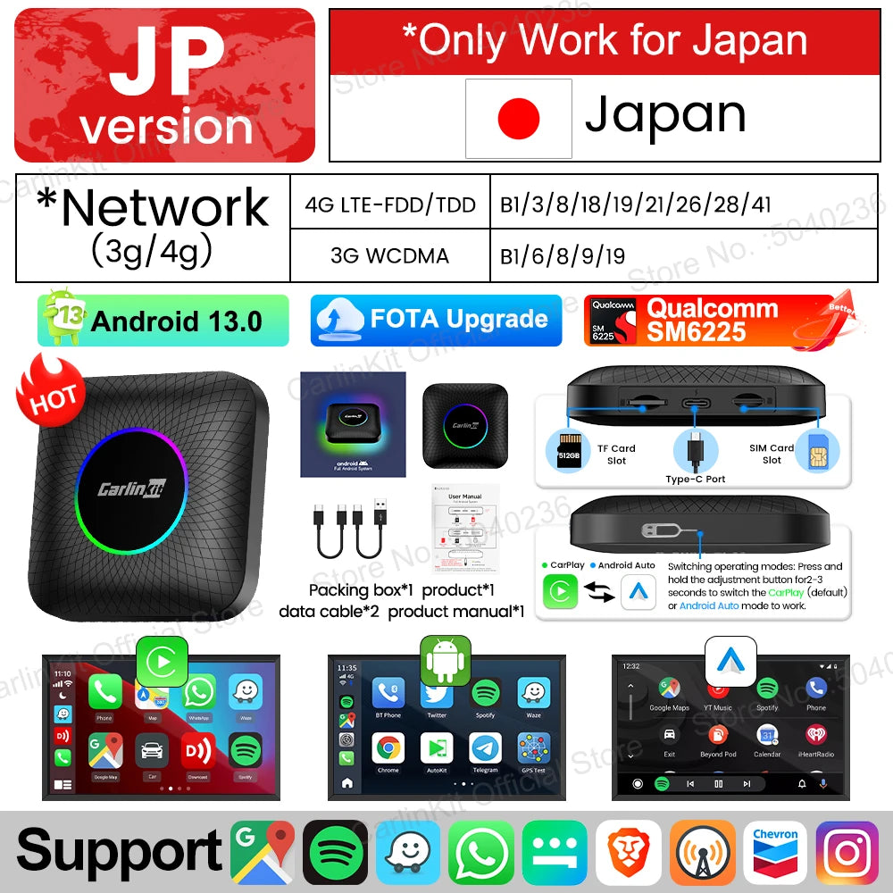 CarlinKit 128GB LED Wireless CarPlay AI Box