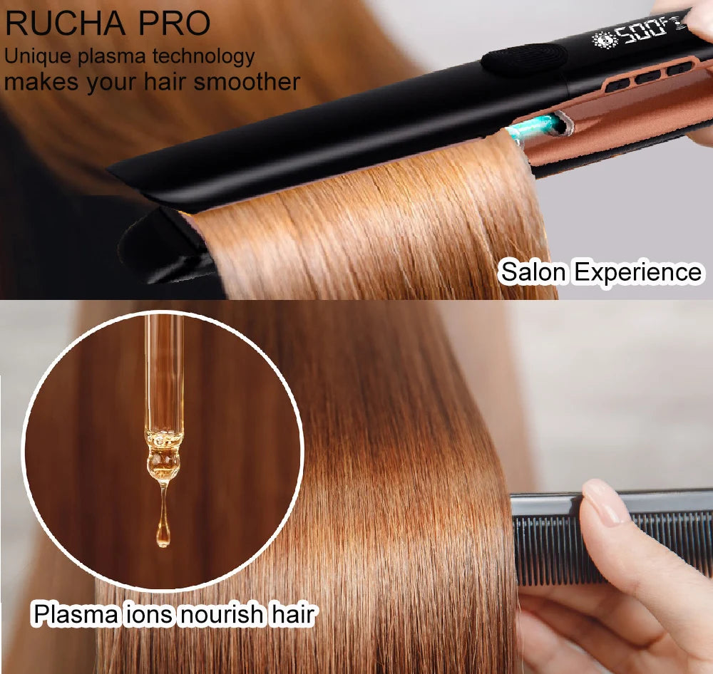 Hair Straightener 260℃ Professional High Temp Ceramic 500°F 2 in 1 Straightener Curler For Frizzy Hair Plasma Wide Flat Iron
