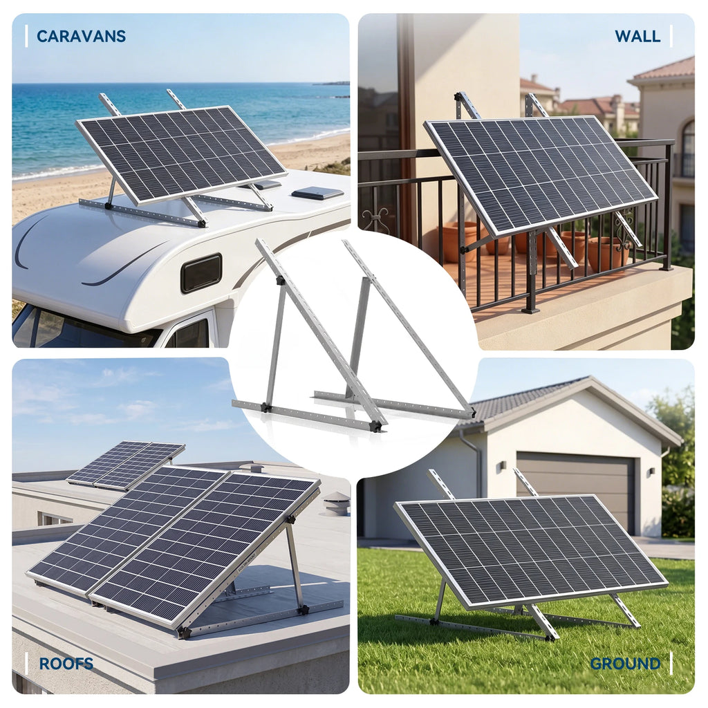 47/45 Inch Upgraded Adjustable Solar Panel Tilt Mount Bracket Foldable Tilt Legs Stand Supports 100‑500W Solar Panels 1/2/4 Pack for Roof RV Boat