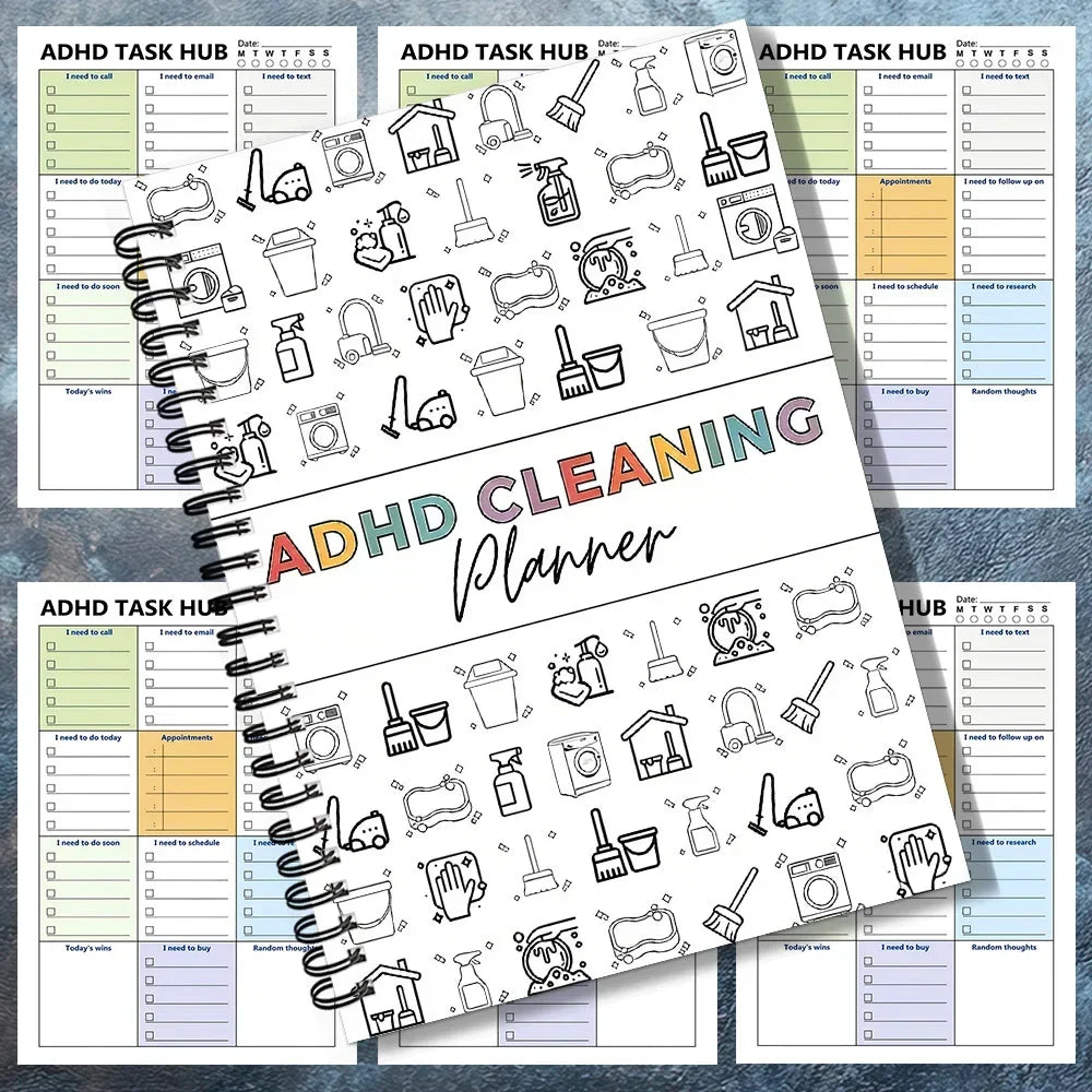 1 Piece Spiral Binding Cleaning Planner Notebook Visual Layout Household Organizer Daily Chore Schedule Journal for Home Tidying Management