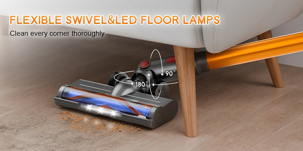 78KPA Cordless Vacuum Cleaner with LED High Power Strong Suction Wet and Dry Handheld Vacuum Cleaner for Fur Rug