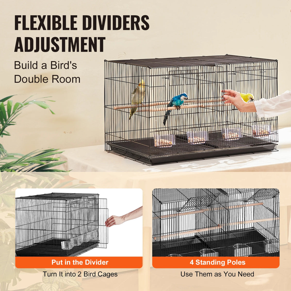 30In Flight Bird Cage Stackable Divided Small Animal Cage for Kinds of Birds Pet Travel Birdcage with Handle and Perche