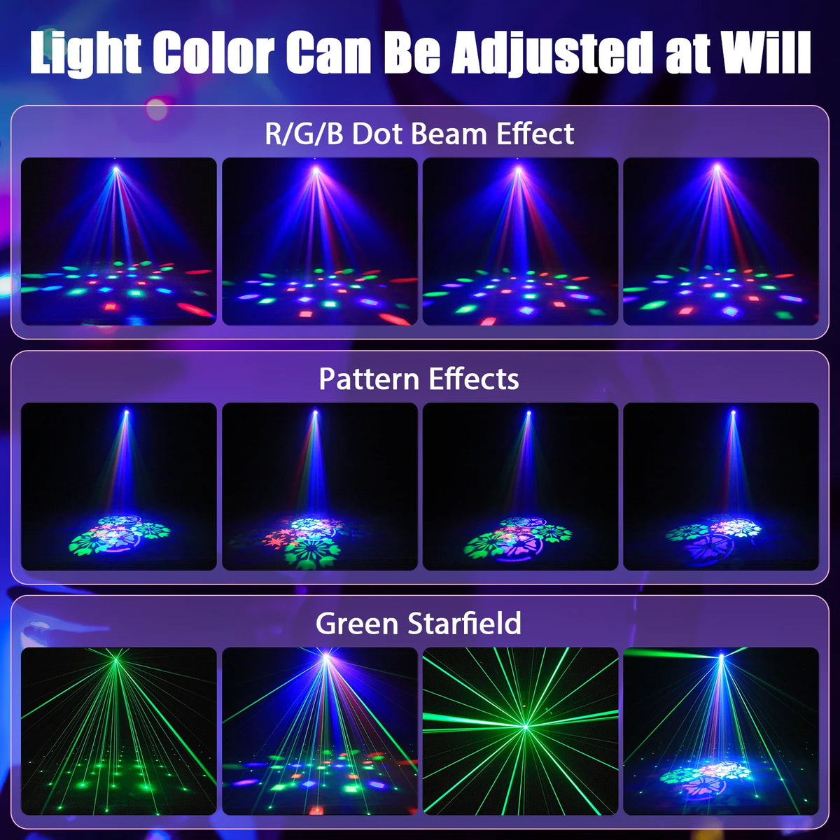 Mini 30W Beam Pattern Moving Head Light RGB DMX Sound Activated Strobe Effect Stage Light for DJ Disco Party Christmas