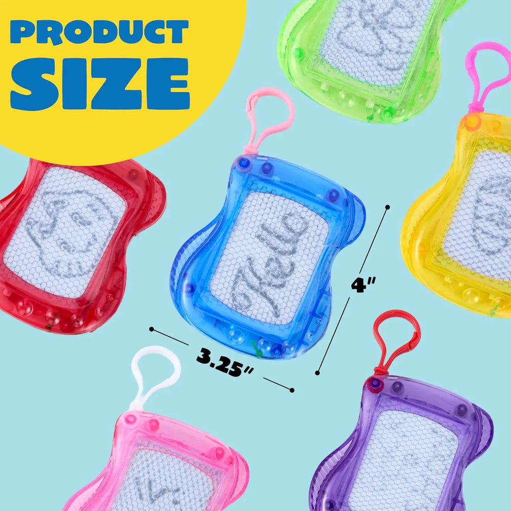 12 Pcs Mini Magnetic Drawing Board 6 Different Color Erasable Keychain Drawing Board Writing Pad for Boys and Girls Party Favors for Kids 8-12