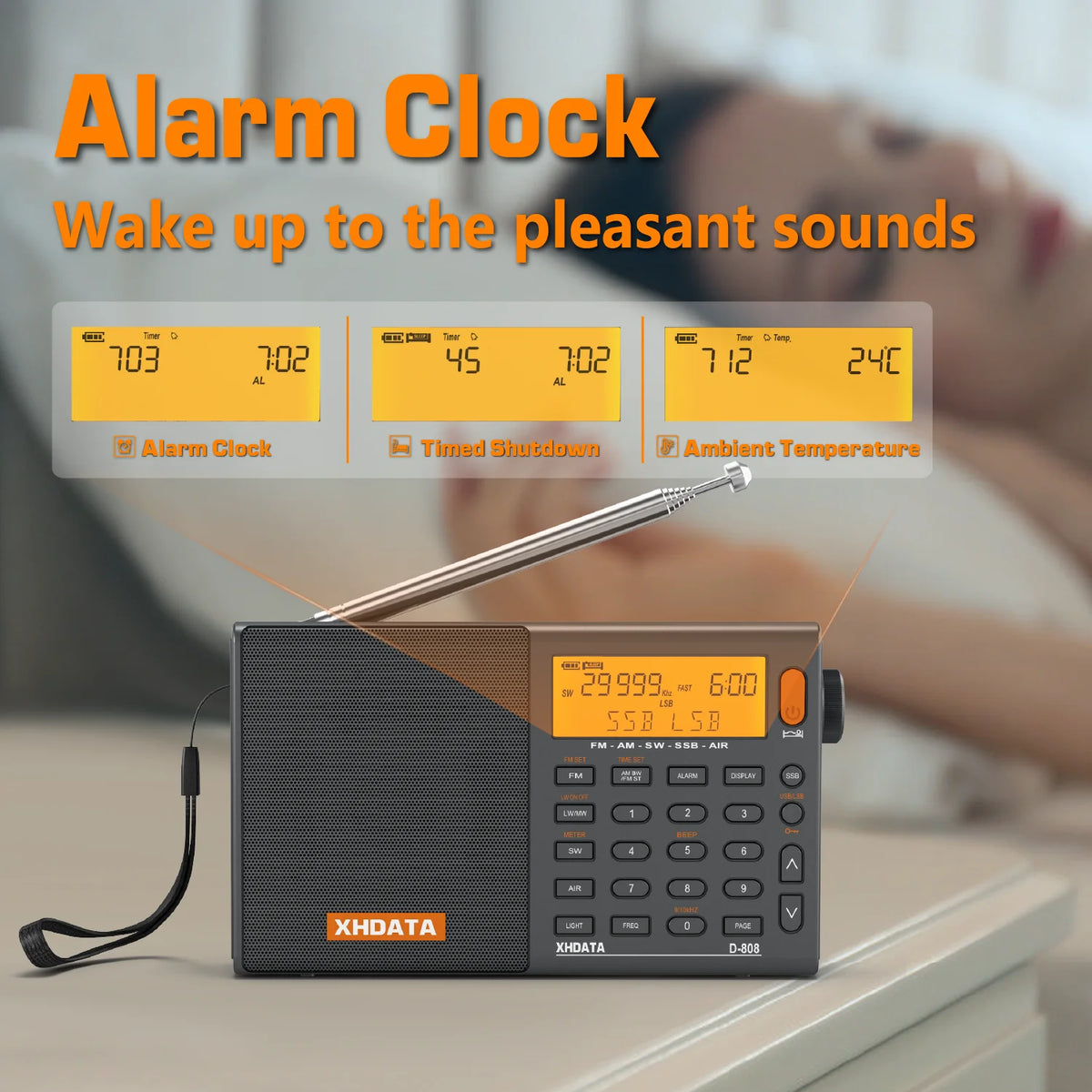 XHDATA D-808 Portable AM/FM/SW/SSB/AIR Radio with RDS