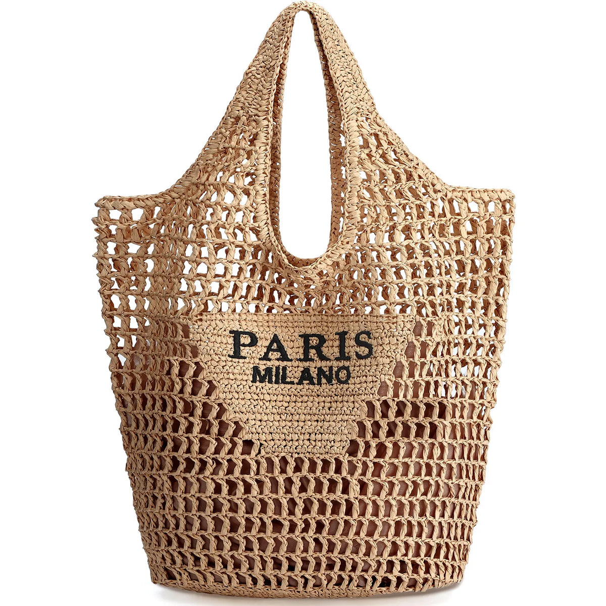 Handmade Woven Straw Beach Tote Bag
