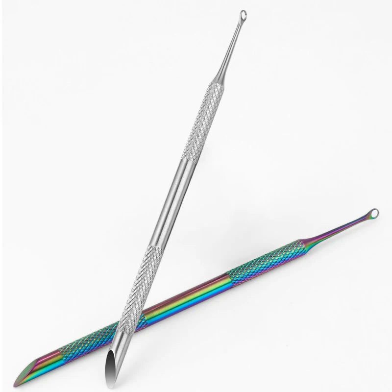 Nail Circle Beveled Head Stainless Steel Cuticle Pusher Nail Art Sanding Tablet Manicure Sticks Tool for Salon Nails 2030