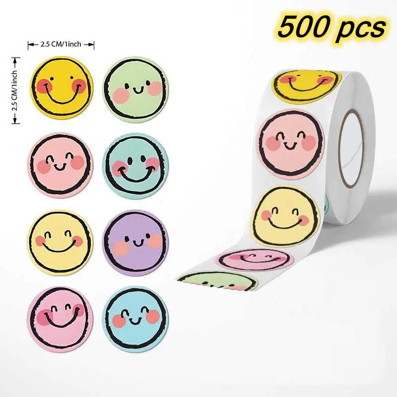 Cute Kids Reward Stickers Roll, Self-Adhesive Thank You Labels for Teachers and Classrooms