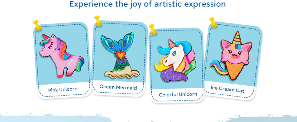 JOYFY 12 pcs Fantasy Wooden Magnets Unicorn Painting Craft Spring and Rainy Day ActivitiesToys for Kids Birthday Chirstmas Gift