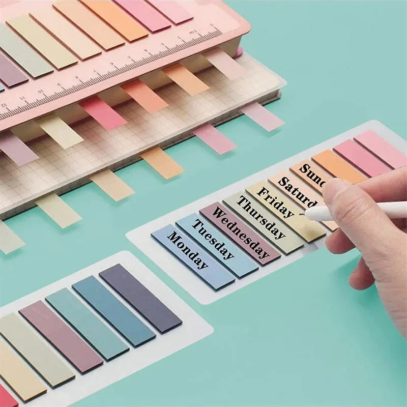 Aesthetic Morandi Sticky Page Markers, Index Tabs for Book Annotating, Self-Adhesive File Labels for School Office