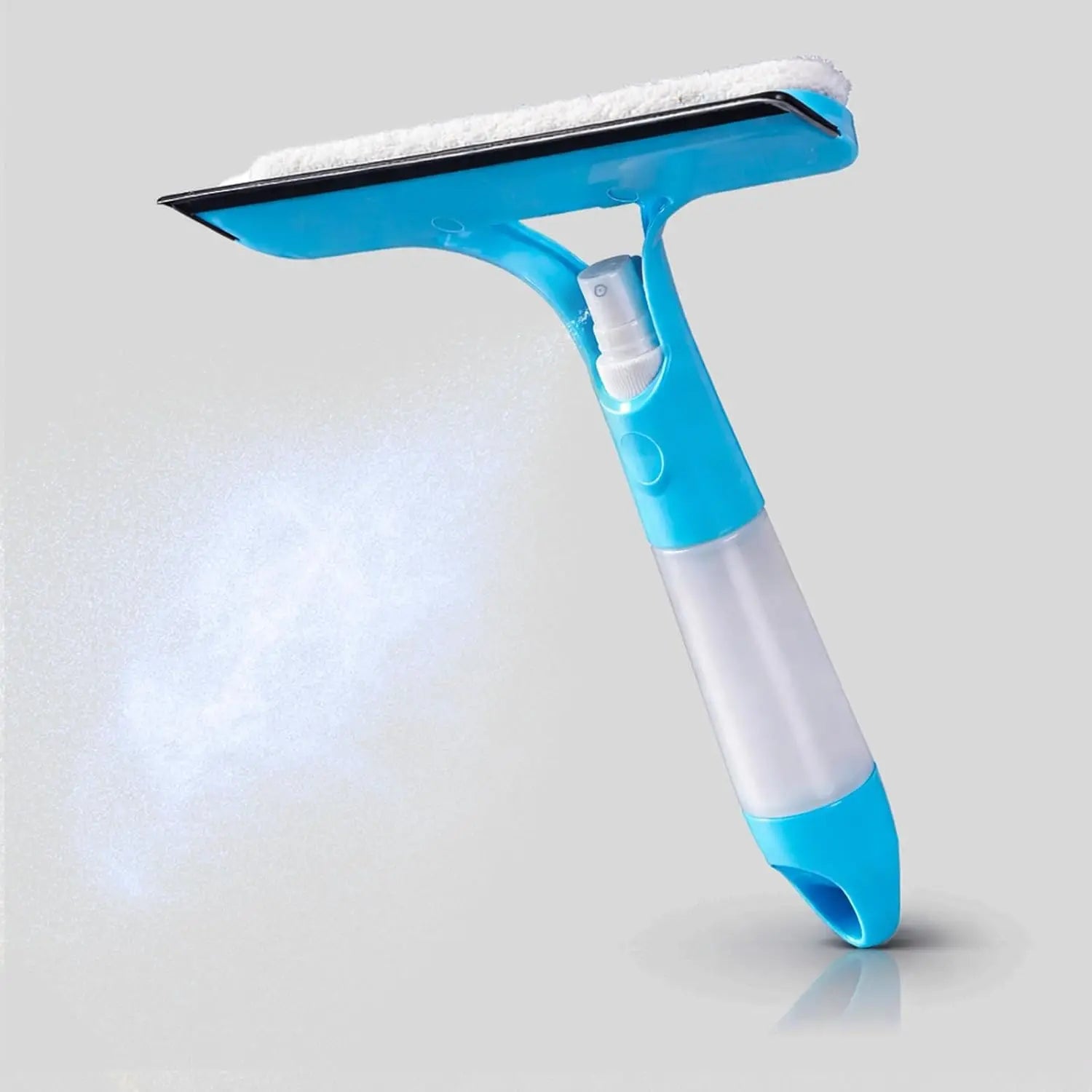 3 in 1 Integrated Window Squeegee with Spray Bottle Multifunctional Handheld Glass Cleaning Tool with Microfiber Scrubber and Silicone Blade Refillable Window Cleaner for Mirrors Shower Doors Tiles Car Windows Multiple Colors