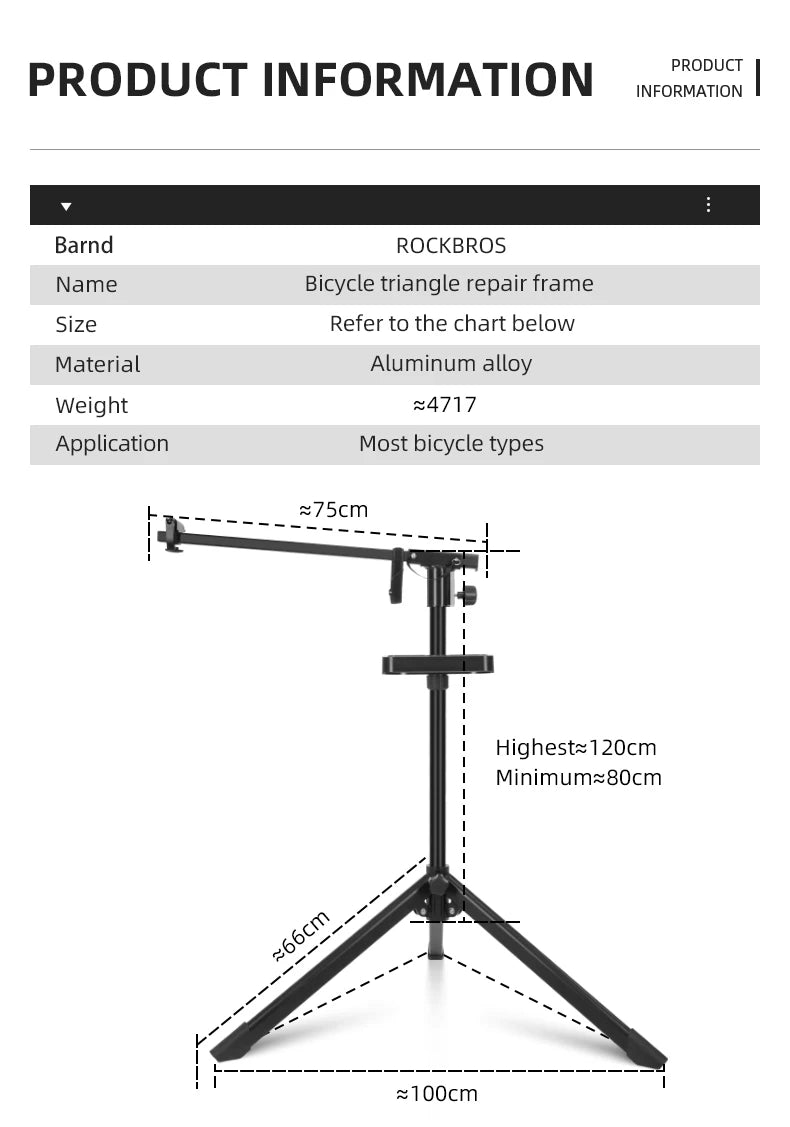 ROCKBROS Bicycle Repair Stand Aluminum Alloy Bike Work Stand Bike Rack Holder MTB Road Bicycle Maintenance Repair Tools Rack