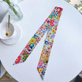 1Pcs Multiway Long Skinny Silk Scarf, Sunflower Print Ribbon, Bag Charm Hair Bow Belt, Multi-purpose Decorative Scarf for Handbag Hair Accessory