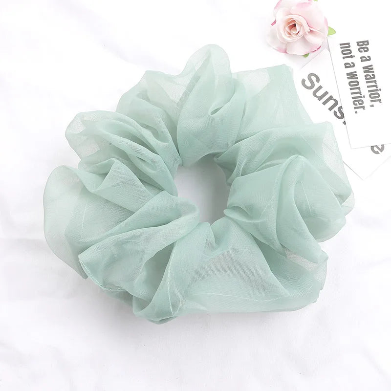 Spring summer organza hair scrunchie large fairy chiffon women Elastic Hair Band Ponytail Holder Hair Tie Girl Gum Accessories